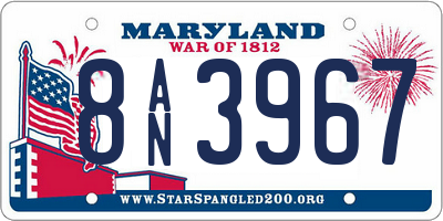 MD license plate 8AN3967