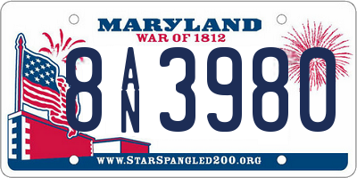 MD license plate 8AN3980