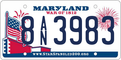 MD license plate 8AN3983