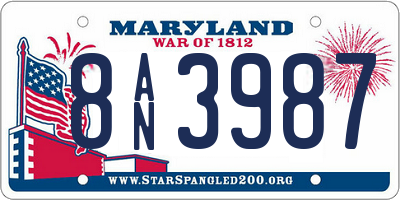 MD license plate 8AN3987