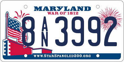 MD license plate 8AN3992