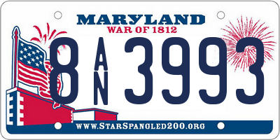 MD license plate 8AN3993