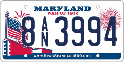 MD license plate 8AN3994