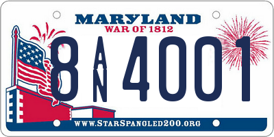 MD license plate 8AN4001