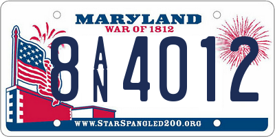 MD license plate 8AN4012