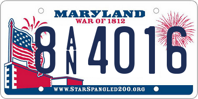 MD license plate 8AN4016