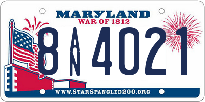 MD license plate 8AN4021