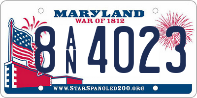MD license plate 8AN4023
