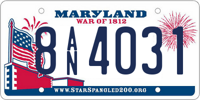 MD license plate 8AN4031