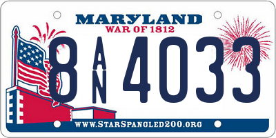 MD license plate 8AN4033