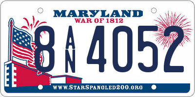 MD license plate 8AN4052