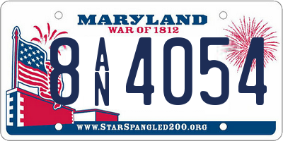 MD license plate 8AN4054