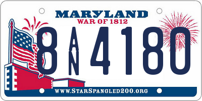 MD license plate 8AN4180