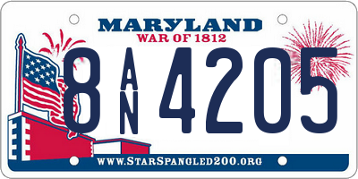 MD license plate 8AN4205