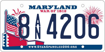 MD license plate 8AN4206