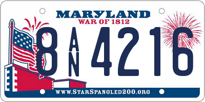 MD license plate 8AN4216