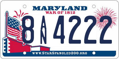 MD license plate 8AN4222