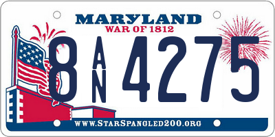 MD license plate 8AN4275