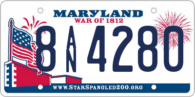 MD license plate 8AN4280