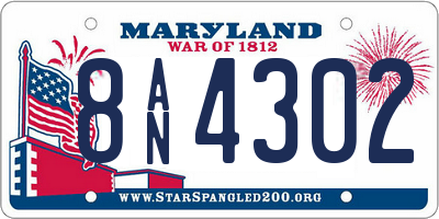 MD license plate 8AN4302