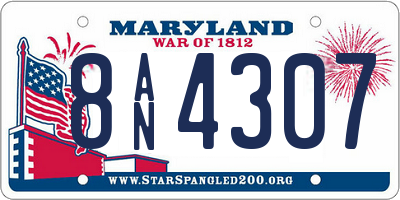 MD license plate 8AN4307