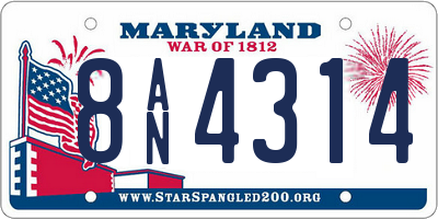 MD license plate 8AN4314