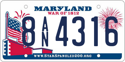 MD license plate 8AN4316