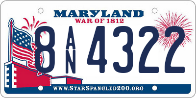 MD license plate 8AN4322