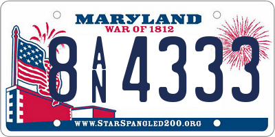 MD license plate 8AN4333