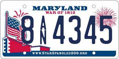 MD license plate 8AN4345