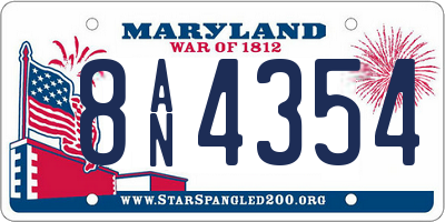 MD license plate 8AN4354