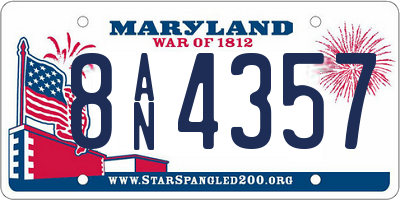 MD license plate 8AN4357