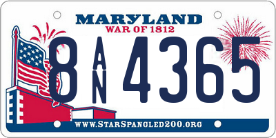 MD license plate 8AN4365