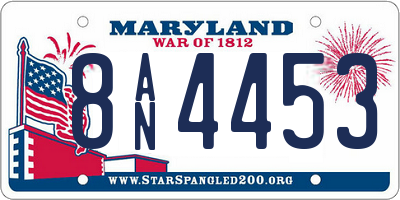 MD license plate 8AN4453