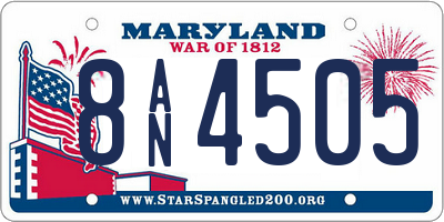 MD license plate 8AN4505