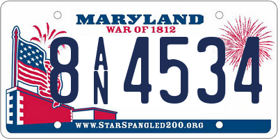 MD license plate 8AN4534