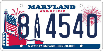 MD license plate 8AN4540