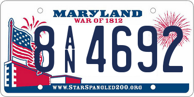 MD license plate 8AN4692