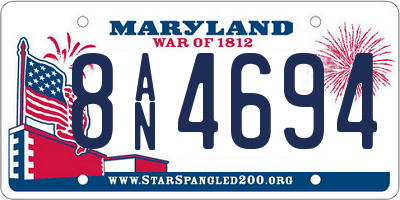 MD license plate 8AN4694
