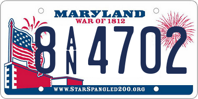 MD license plate 8AN4702