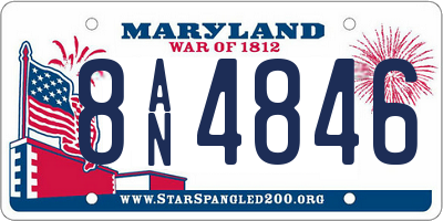 MD license plate 8AN4846