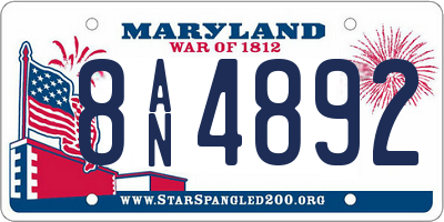 MD license plate 8AN4892