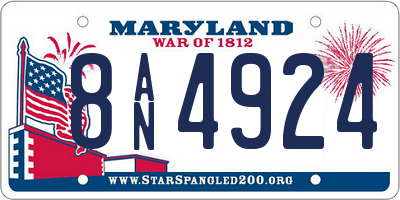 MD license plate 8AN4924