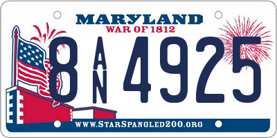 MD license plate 8AN4925