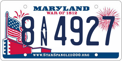 MD license plate 8AN4927