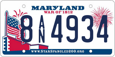 MD license plate 8AN4934