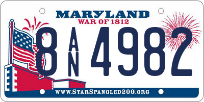 MD license plate 8AN4982