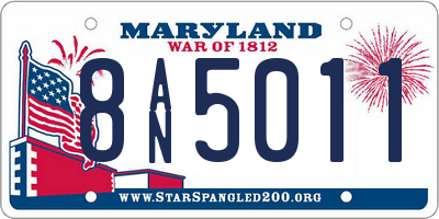 MD license plate 8AN5011