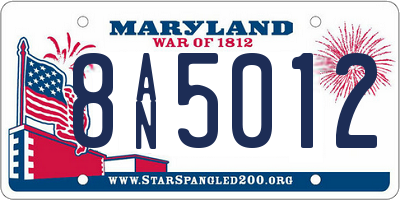MD license plate 8AN5012