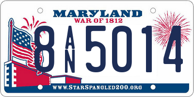 MD license plate 8AN5014